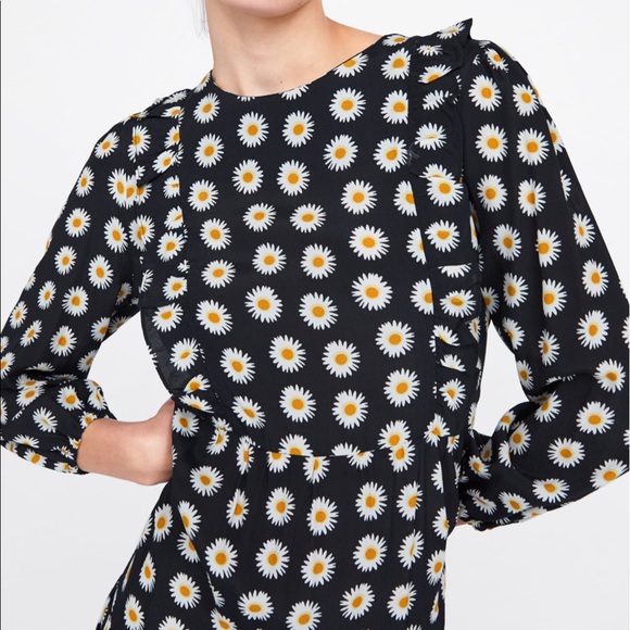 ZARA Floral Print Dress with Ruffles - Picture 6 of 8